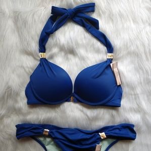 Victoria's Secret Hottie Halter Cheeky Bikini~34A/SM~Glacier Blue!~New with tags